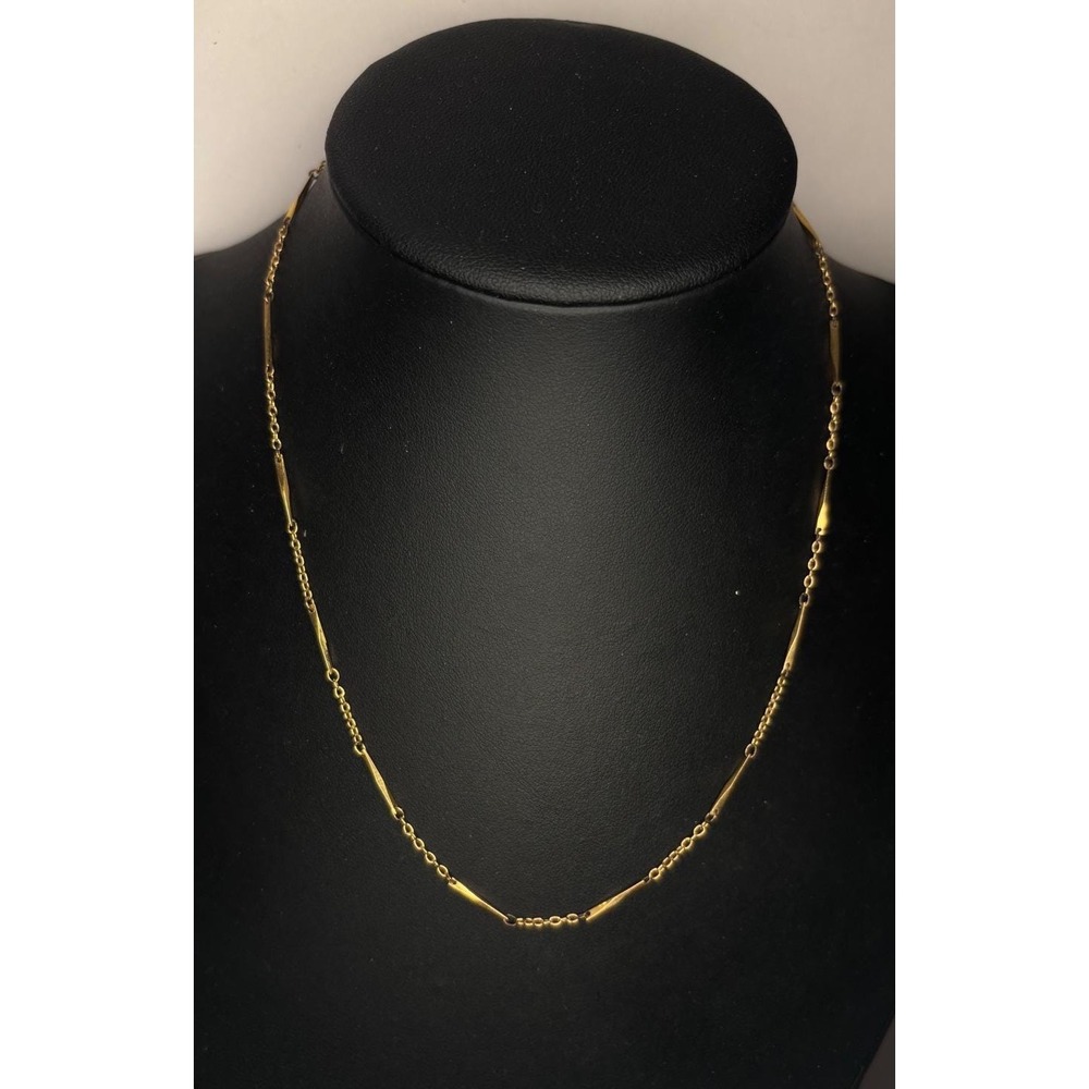 Vintage Monet Signed Gold Tone Bar Link Chain Necklace 15 Inch